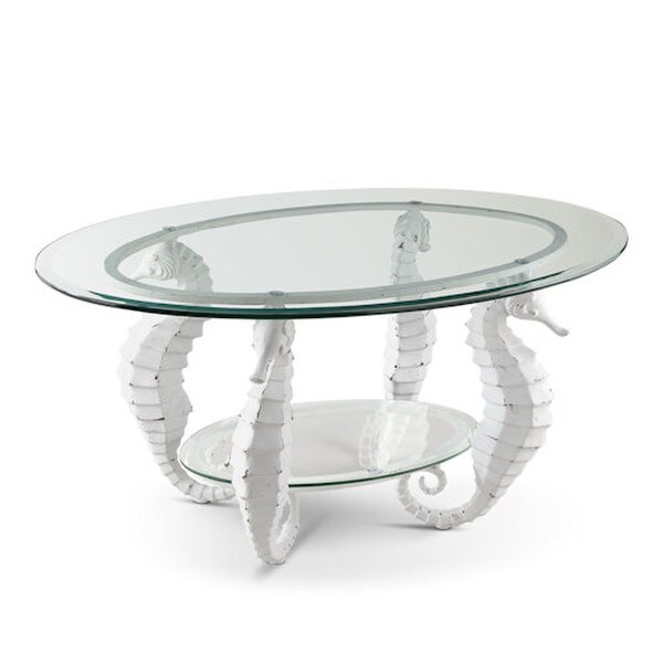 Four seahorse cocktail table sculptural White Antique Beach Home